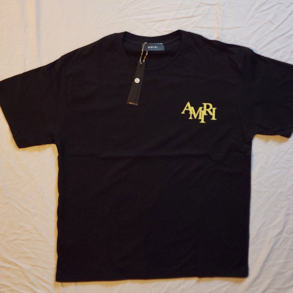 AMIRI Black Tee with Yellow Graphic Brand New With Tags Size L
